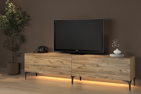 NAPOLİ LED IŞIKLI TV SEHPASI, ATLANTİK ÇAM, 200 CM