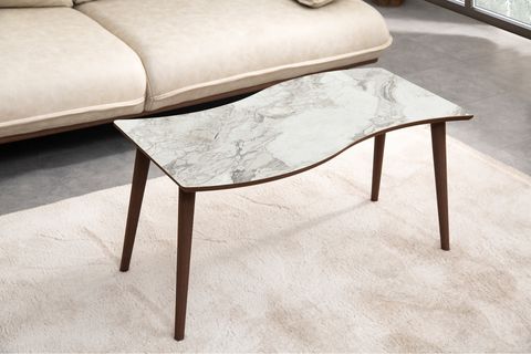 SALSA DÖRTLÜ ZİGON ORTA SEHPA SETİ, BEYAZ MERMER DESENLİ