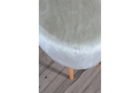 VALENTE OVAL PELUŞ PUF, BEYAZ