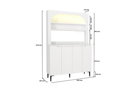 MELİNTA 4 KAPAKLI LED’Lİ MUTFAK DOLABI, KAHVE KÖŞESİ