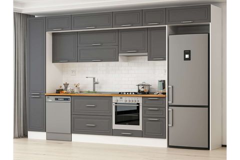 ALVİNKA 380X240 CM KLASİK MEBRAN MUTFAK DOLABI, MBB E90B45S45 1 MEBRAN ANTRASİT SUNTALAM