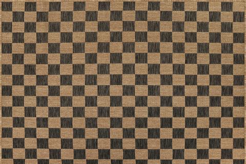 PERA HALI KAHVE VE SİYAH DAMA DESENLİ SİSAL TARZI HALI FM04BL 60X90 CM