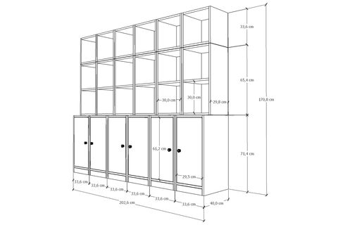 LEKSA 6 KAPAKLI KİTAPLIK 200 CM BEYAZ KTP-1336-Ç