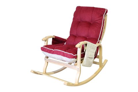 MOSSO AHŞAP ÇİFT MİNDERLİ SALLANAN SANDALYE, BORDO KREM