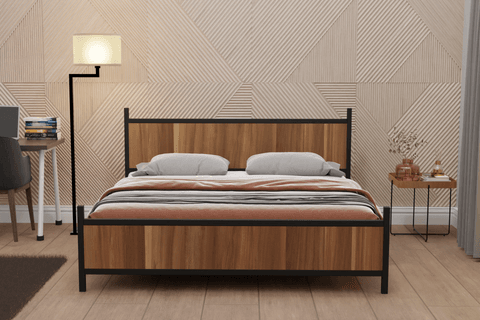 GM 305 MODERN ÇİFT KİŞİLİK METAL KARYOLA, SİYAH CEVİZ, 160X200