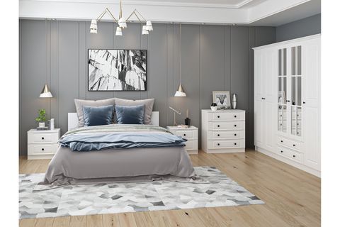 KALE210 YATAK ODASI TAKIMI, BEYAZ MEBRAN, 5 KAPAKLI, SET 69