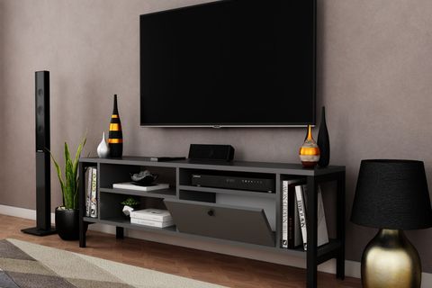 ERA METAL AYAKLI TV ÜNİTESİ, ANTRASİT, 140 CM