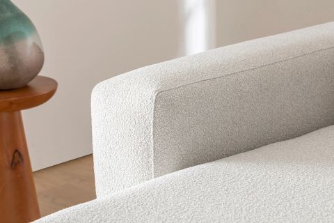 MERLİN MİNİ KÖŞE KOLTUK, NATUREL AYAK, İNCE KOL, RECYCLED KUMAŞ, AÇIK GRİ