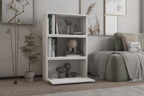LEKSA DÜŞER KAPAKLI RAFLI KİTAPLIK 65 CM BEYAZ KTP-1161-Ç