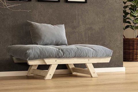 WOODESK ADALAR MASİF AHŞAP BERJER, NATURAL-GRİ RENK