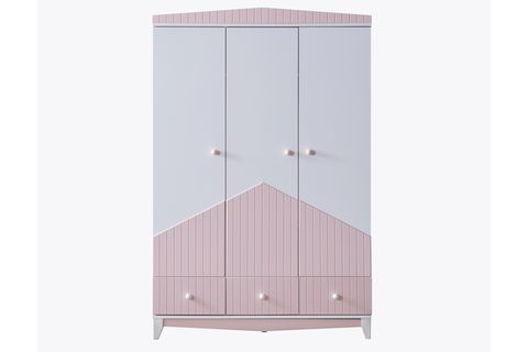 FETHİYE ÇEKMECELİ DOLAP, PEMBE, 3 KAPAKLI