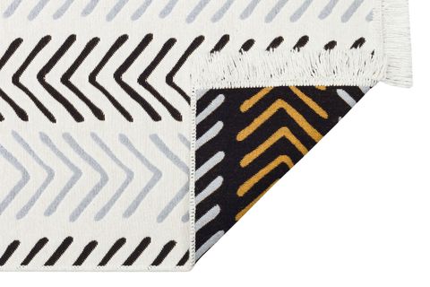 EKO HALI ARYA AR 19 WHİTE BLACK BEYAZ SİYAH HAV TOZ VERMEZ ÇİFT TARAFLI DOKUMA RENKLİ MODERN DESENLİ YIKANABİLİR KİLİM 120X180