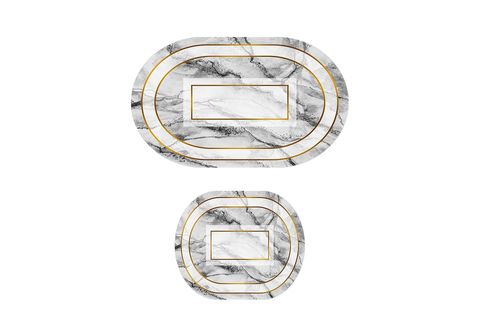 60X90 50X60 GOLD MERMER DİJİTAL BANYO HALISI OVAL KLOZET TAKIMI İKİLİ PASPAS SETİ