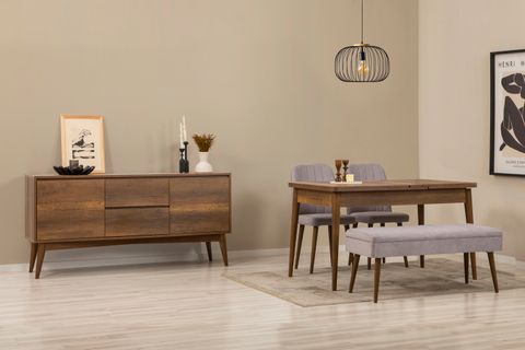 VİNA YEMEK ODASI TAKIMI, CEVİZ SOHO GRİ