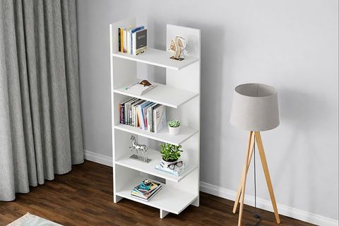 AURA ASİMETRİK KİTAPLIK, 5 RAFLI, BEYAZ