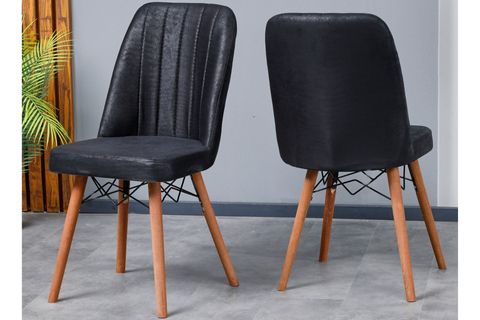 LAJMİX SİYAH MERMER AÇILIR MUTFAK MASA TAKIMI, 4 SANDALYE+PUF, SİYAH, 130X80