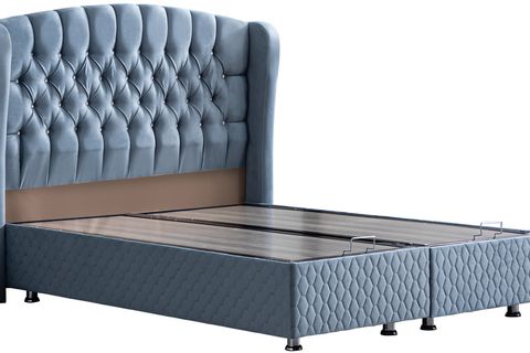 NİCE BAZA BAŞLIK VE REAL PEDLİ YATAK SETİ, MAVİ, 160X200