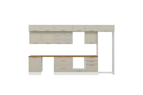 ALVİNKA 410X240 CM KLASİK MEBRAN MUTFAK DOLABI, MB E90S60S60 3 MEBRAN KUMTAŞI SUNTALAM