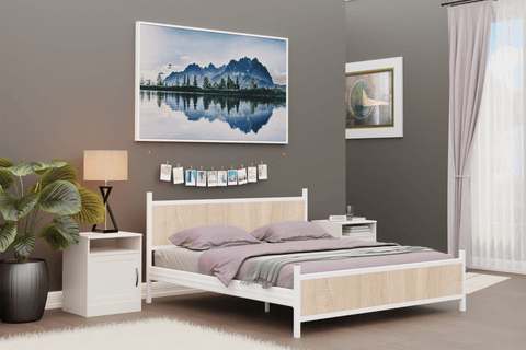GM MODERN  ÇİFT KİŞİLİK KARYOLA, BEYAZ SONOMO, 140X190