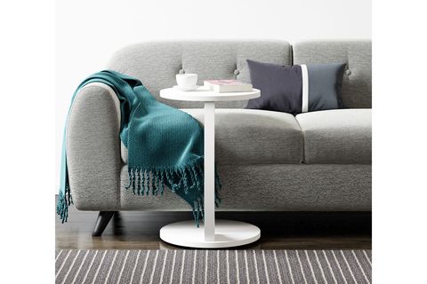 CLEO TEKERLEKLİ C SEHPA TEKERLEKLİ YAN SEHPA, BEYAZ