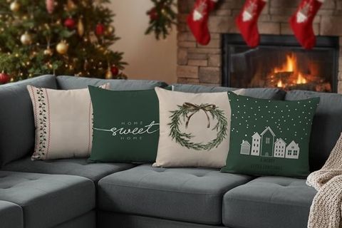 YILBAŞI TEMALI DÖRTLÜ KIRLENT KILIFI, PETROL YEŞİLİ, 1042