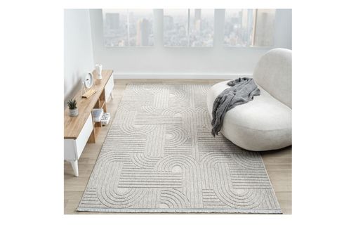 LARA İSKANDİNAV DOKUMA BUKLELİ MAKİNE HALISI, GRİ, DS623,  100X400