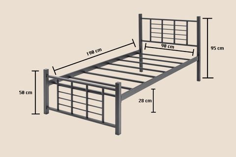 EVGER METAL KARYOLA, K01, SİYAH, 90X190
