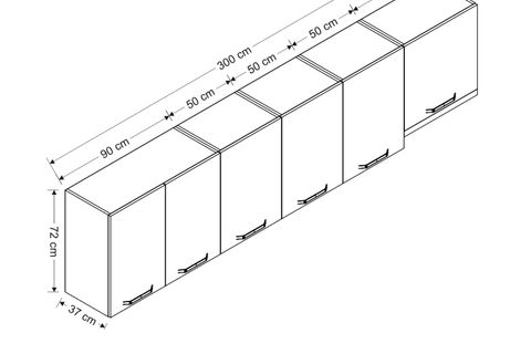 MİNAR 300 CM MUTFAK DOLABI BEYAZ 300-B5-ÜST MODÜL