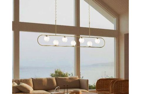 JALE BEYAZ CAMLI GOLD KASALI AVİZE, 200 CM