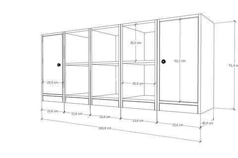 LEKSA 2 KAPAKLI RAFLI KİTAPLIK 160 CM BEYAZ KTP-1174-Ç