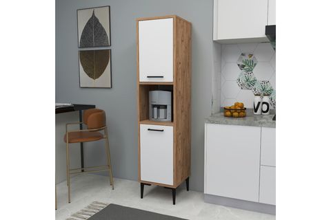 ARNETTİ DAMİNOL 5 RAFLI 2 KAPAKLI ÇOK AMAÇLI MUTFAK DOLABI, ATLANTİK ÇAM BEYAZ - DAMİNOL