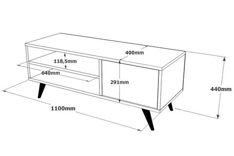 YURUDESİGN CLOUD TV ÜNİTESİ, AHŞAP AYAKLI, KAHVE, 110 CM