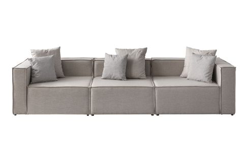 SOFT KİTAPLIKLI MODÜLER KÖŞE KOLTUK TAKIMI, KETEN, KREM