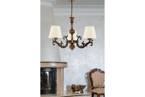 ELBE DÖKÜM ZAMAK AVİZE KREM ŞAPKALI, ÜÇ KOLLU