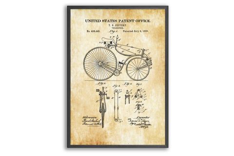 BİSİKLET VİNTAGE PATENT ÇERÇEVELİ PANO SET, 50X70