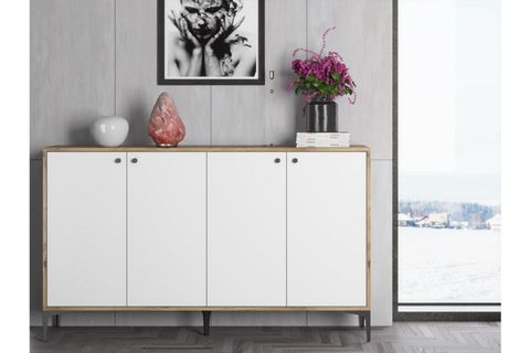 HESTİA KONSOLİ 4 KAPAKLI, ATLANTİK ÇAM BEYAZ, 160 CM