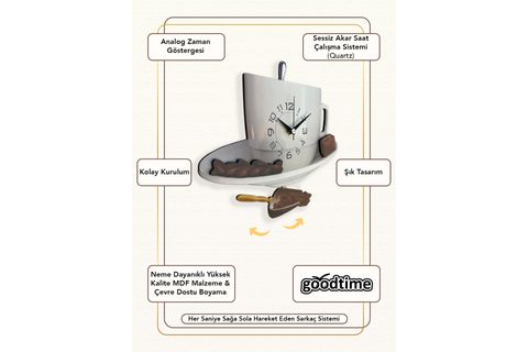 KAHVE FİNCANI SARKAÇLI MUTFAK SAATİ