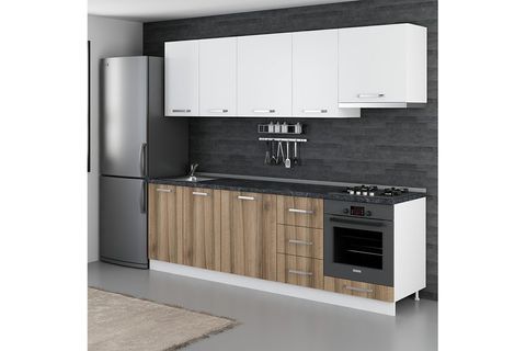 MİNAR CEMRE 255 CM MUTFAK DOLABI BEYAZ DORE 255-D5