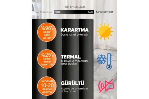 BELLE COSE KULLANIMA HAZIR BLACKOUT KARARTMA FON PERDE GRİ 260X270