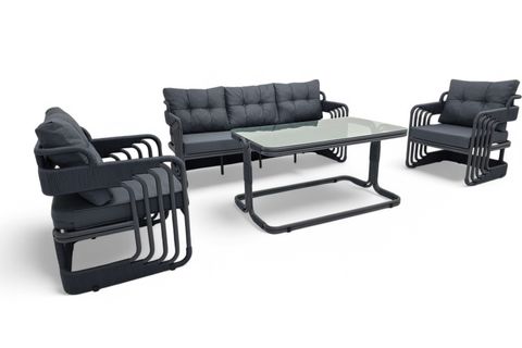 OKYANUS İP ÖRGÜ ÜÇLÜ OTURMA GRUBU, ANTRASİT