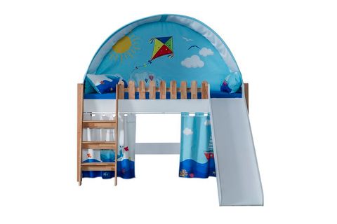MY HOUSE MONTESSORİ YAY ÇATILI KAYKAYLI OYUN EVİ, MAVİ