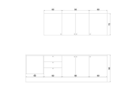 GREENA WHİTE TEZGAHLI MDF HAZIR MUTFAK DOLABI, 270 CM