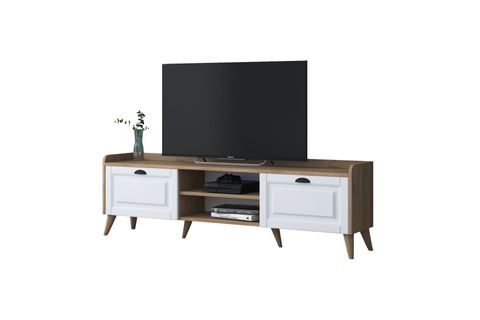 RANİ AYAKLI TV ÜNİTESİ AA101, MEMBRAN KAPAKLI, CEVİZ BEYAZ, 180 CM