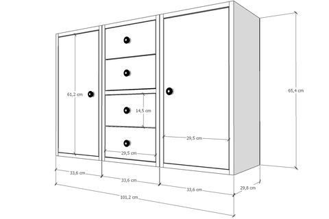 BK ÇOK AMAÇLI DOLAP, 4 ÇEKMECELİ, ÇAD