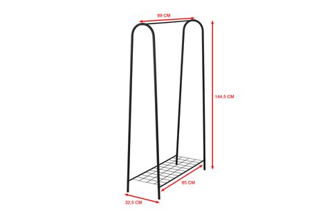 ELİT 1 METAL AYAKLI ELBİSE ASKILIĞI, RAFLI, SİYAH