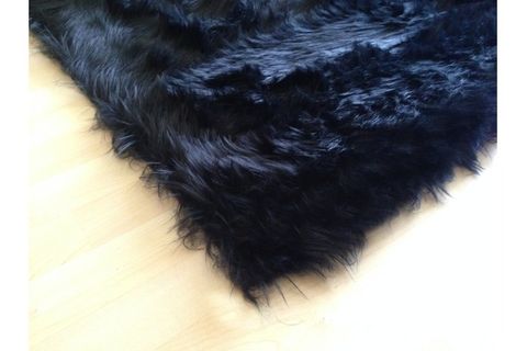 TAPPETO KUZU KÜRKÜ DEKORATİF POST HALI, SİYAH, 100X150