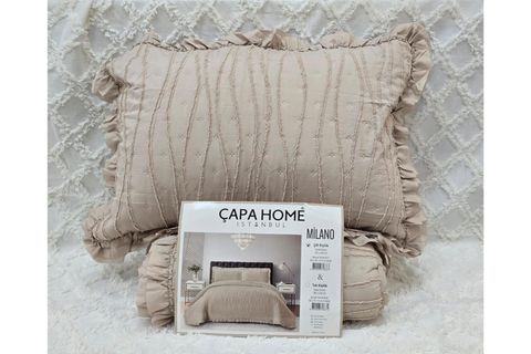 ÇAPA HOME MİLANO TEK KİŞİLİK FIRFIRLI YATAK ÖRTÜSÜ, KUM BEJİ