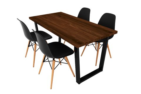 WOODESK BERİL MASİF SANDALYELİ MASA TAKIMI, CEVİZ RENK, 140X70, CPT7361-140