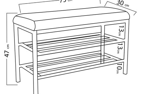 LUXE KETEN KUMAŞLI PUF AYAKKABILIK BENCH, LACİVERT