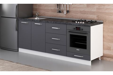 MİNAR 210 CM MUTFAK DOLABI BEYAZ ANTRASİT 210-A3-ALT MODÜL